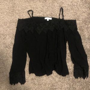 Off the Shoulder Black Lace Long Sleeve